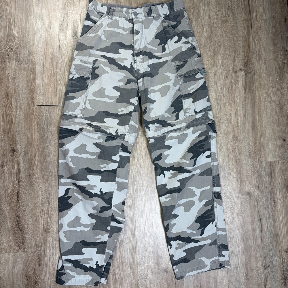 Emergency Exit Convertible Zip Off Pants 32x34 Gray White Camo 100% Cotton